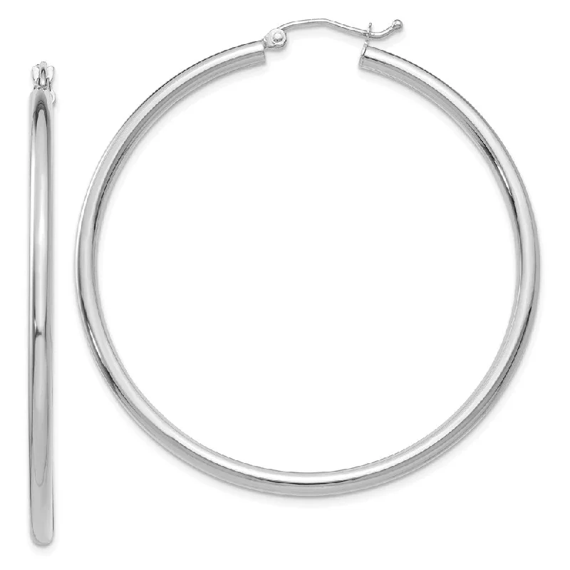 long dangle earrings for women -2.5mm, 14k White Gold Classic Round Hoop Earrings, 50mm (1 7/8 Inch)