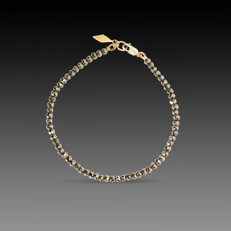 infinity bracelets for women -Pyrite Bracelet with 22k Diamond Charm