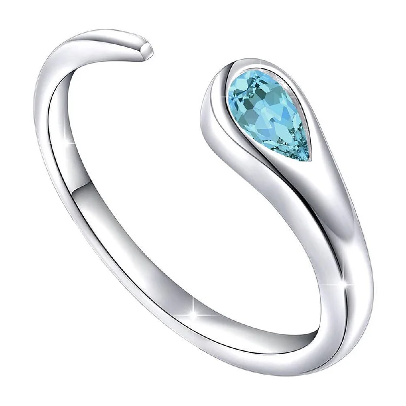 Women's rings avant-garde-Darshana Jewels Silver Valentine Gift Gleaming Aqua Blue Cubic Zirconia Open Wrap Adjustable Finger Ring