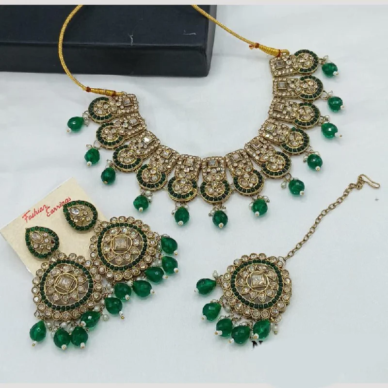 personalized necklaces for women -Manisha Jewellery Gold Plated Crystal Stone Pearls And Beads Necklace Set