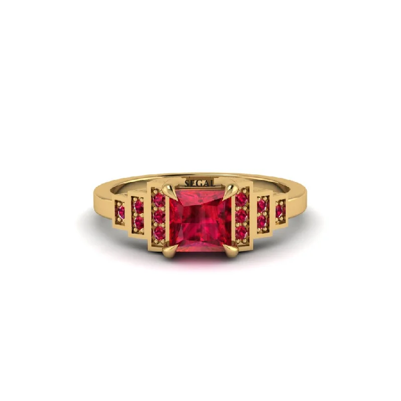 geometric engagement rings for women -Ruby Geometric Princess Cut Engagement Ring - Thea No. 55