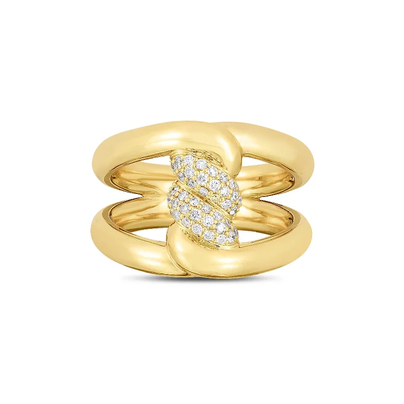 Women's rings timeless-luxe-Cialoma Knot Link Ring with Accent Diamonds