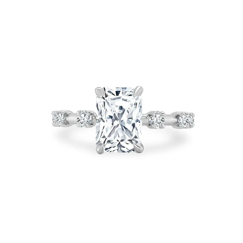 Women's rings Edwardian-glow-Radiant Cut Solitaire on Diamond Bar Band