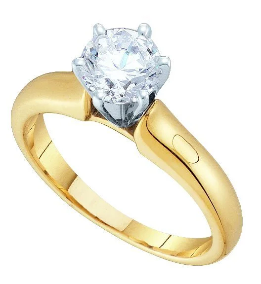 aesthetic engagement rings for women -Signature Certificate 3/4 CTW Diamond Solitaire Engagement Ring in 14KT Yellow Gold