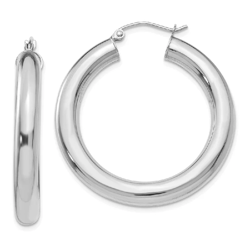 sterling silver earrings for women -5mm, 14k White Gold Classic Round Hoop Earrings, 35mm (1 3/8 Inch)