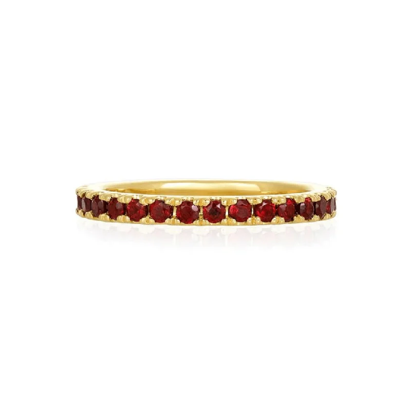 Women's rings etched-swirl-Sample Sale Garnet Band