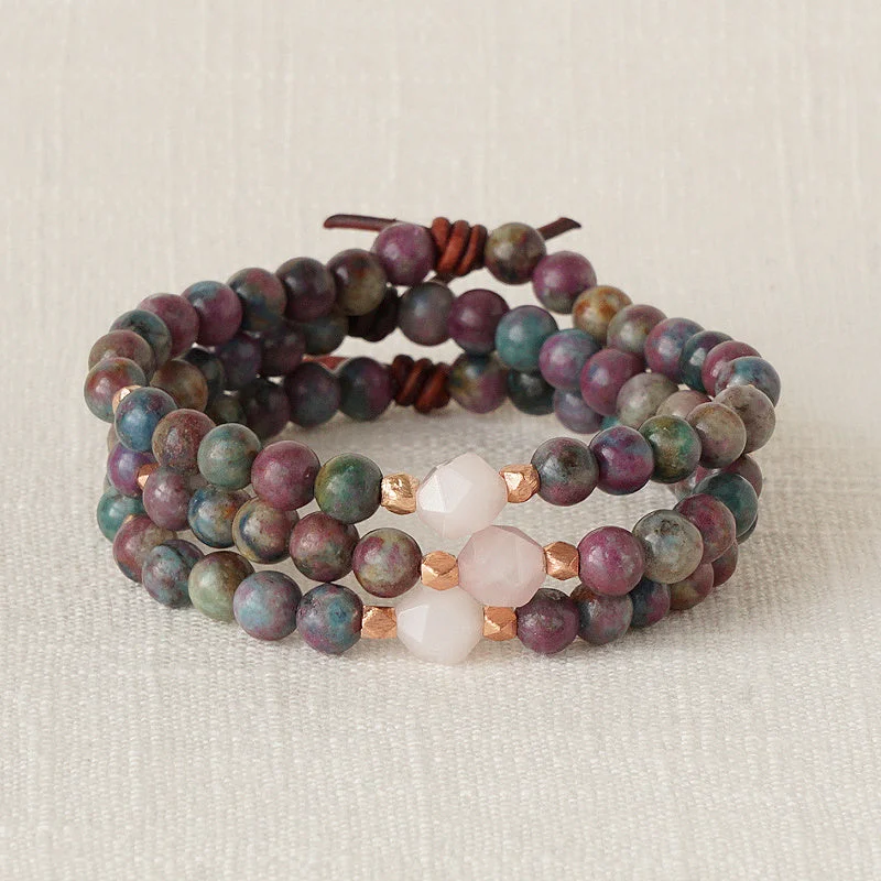 braided bracelets for women -Be Kind Mini Bracelet - Ruby Kyanite & Rose Quartz | A Meaningful Everyday Bracelet