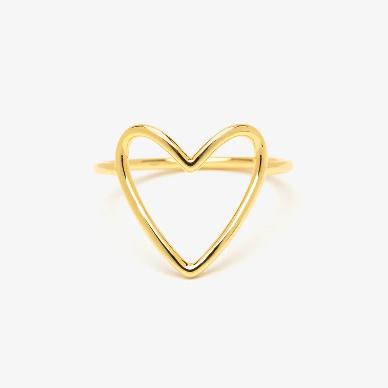 Women's rings radiant-coil-Gold Statement Heart Ring