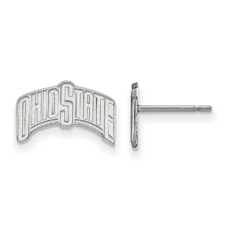 thin hoop earrings for women -Sterling Silver Ohio State University Small Post Earrings