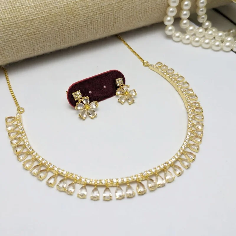 charm necklaces for women -Aamrapali Gold Plated Crystal Stone Necklace Set