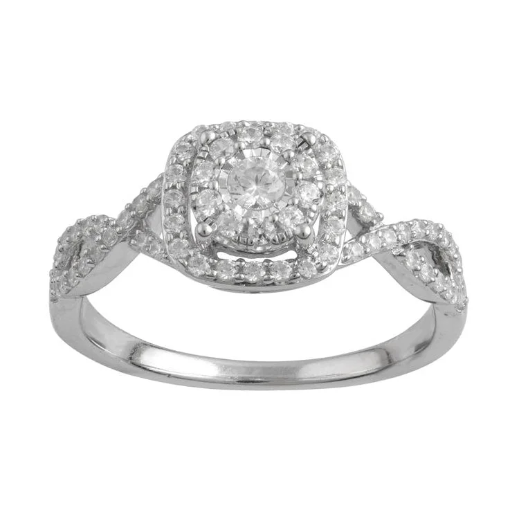 antique engagement rings for women -1/2 CTW Diamond Engagement Ring in 10KT White Gold