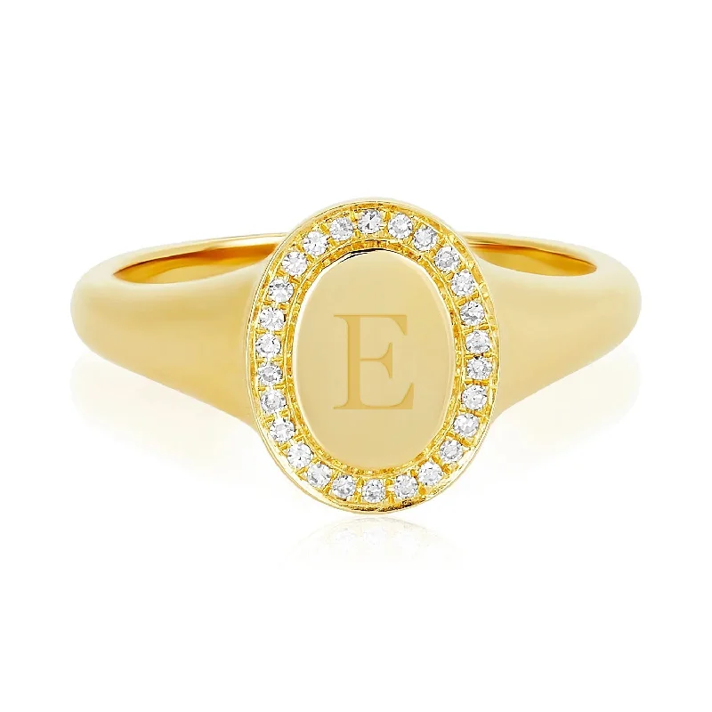 Women's rings breezy-elegance-Diamond Signet Ring