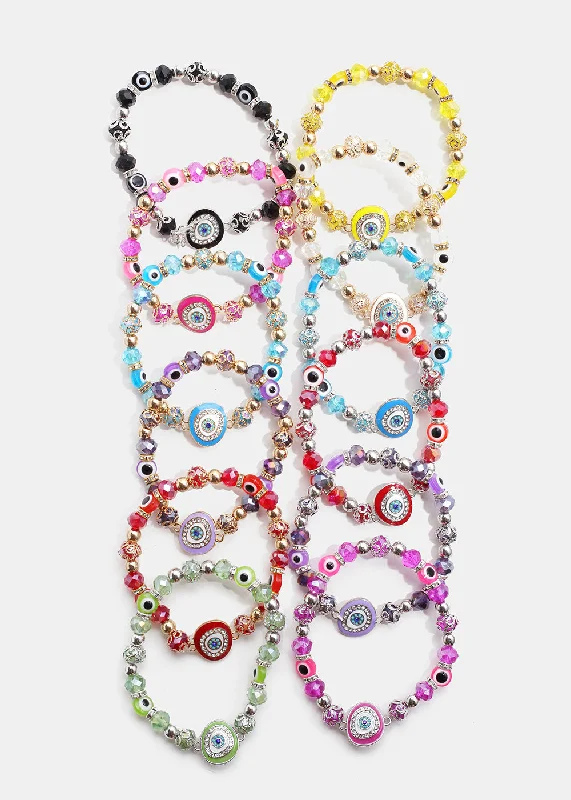 purple gemstone bracelets for women -Big Evil Eye Bead Bracelet