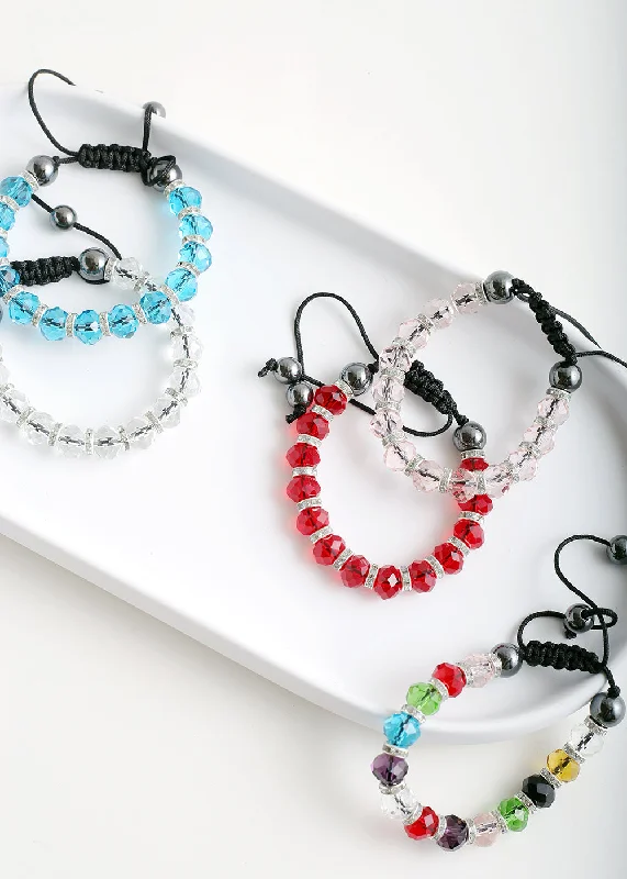 casual bracelets for women -Adjustable Translucent Bead Bracelet