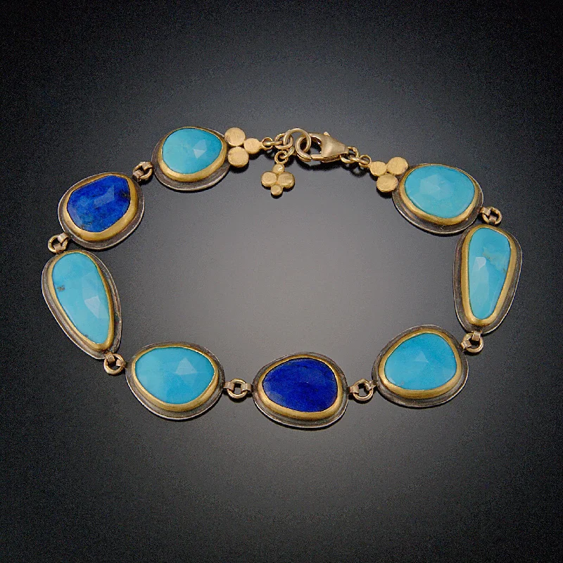 gold bracelets for women -Lapis Lazuli and Turquoise Bracelet