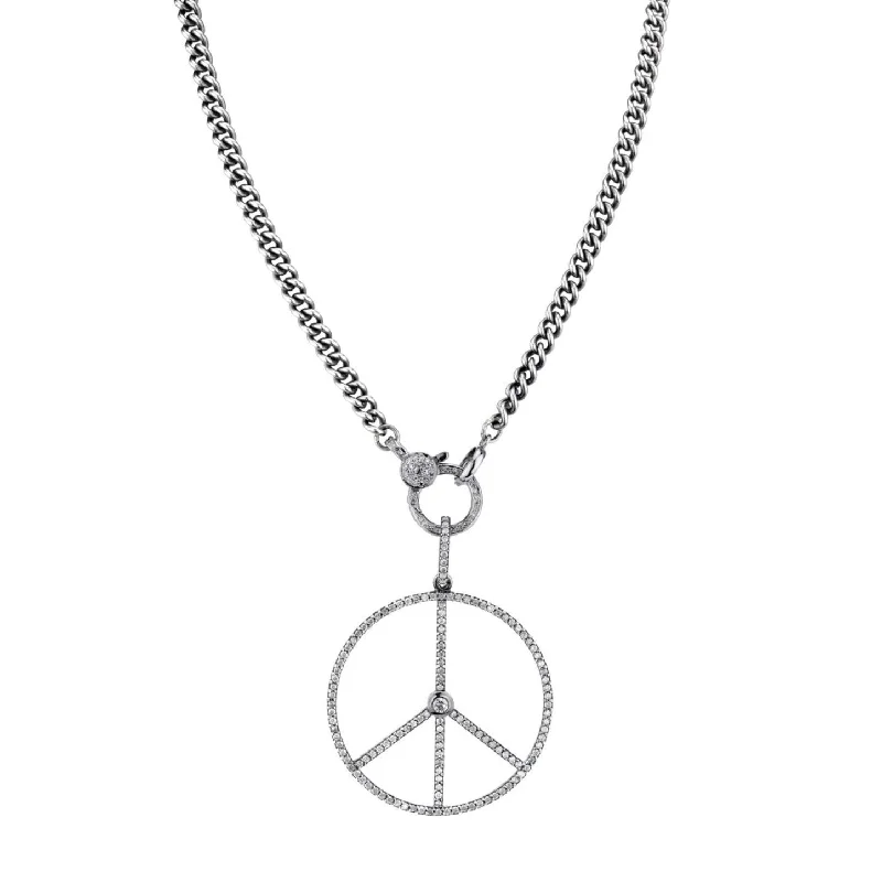 heart necklaces for women -Diamond Peace Sign Necklace N0000486