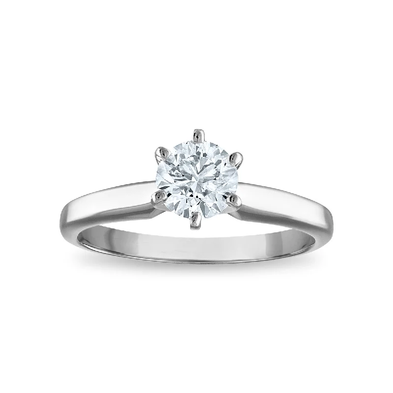 classy yet affordable engagement rings -Signature Certificate EcoLove 1 1/4 CTW Round Lab Grown Diamond Solitaire Engagement Ring in 14KT White Gold