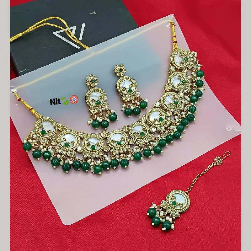 crystal necklaces for women -Lucentarts Jewellery Gold Plated Crystal Stone And Beads Necklace Set