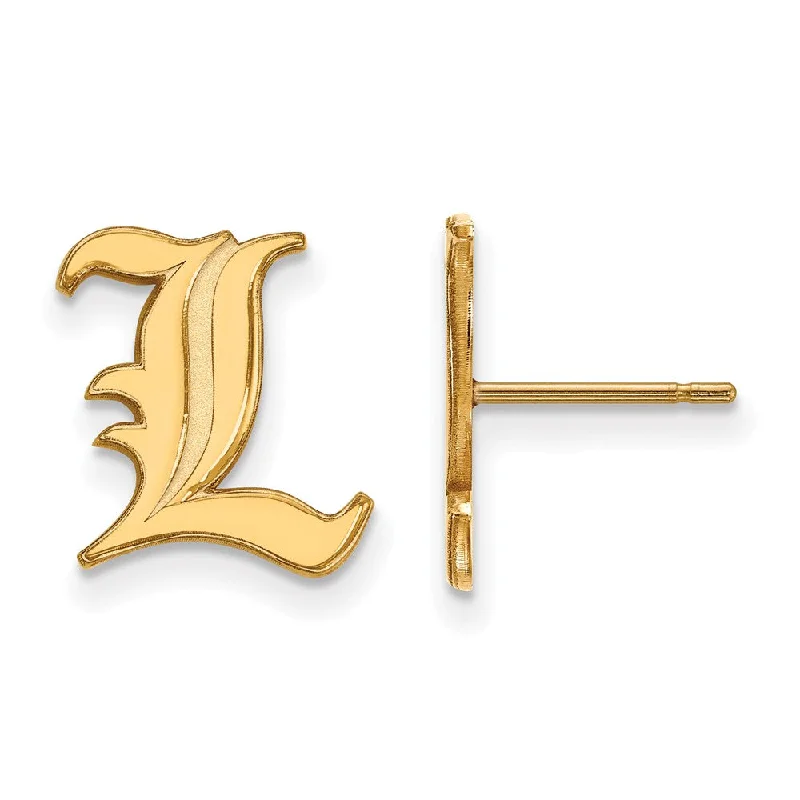 small hoop earrings for women -10k Yellow Gold University of Louisville Sm Initial L Post Earrings