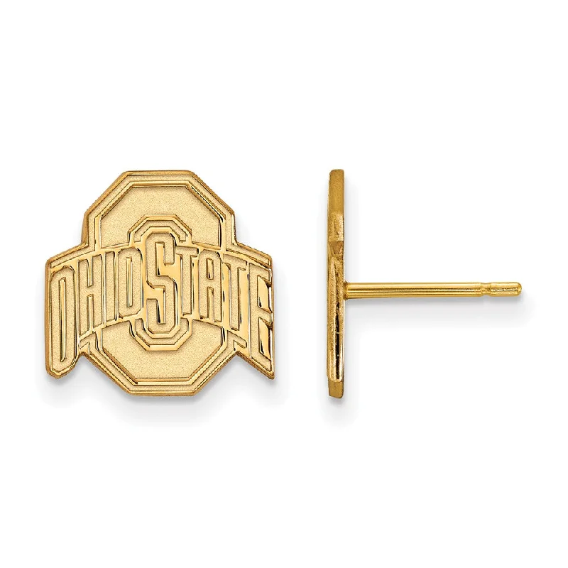 trendy fashion earrings for women -10k Yellow Gold Ohio State University Small Logo Post Earrings