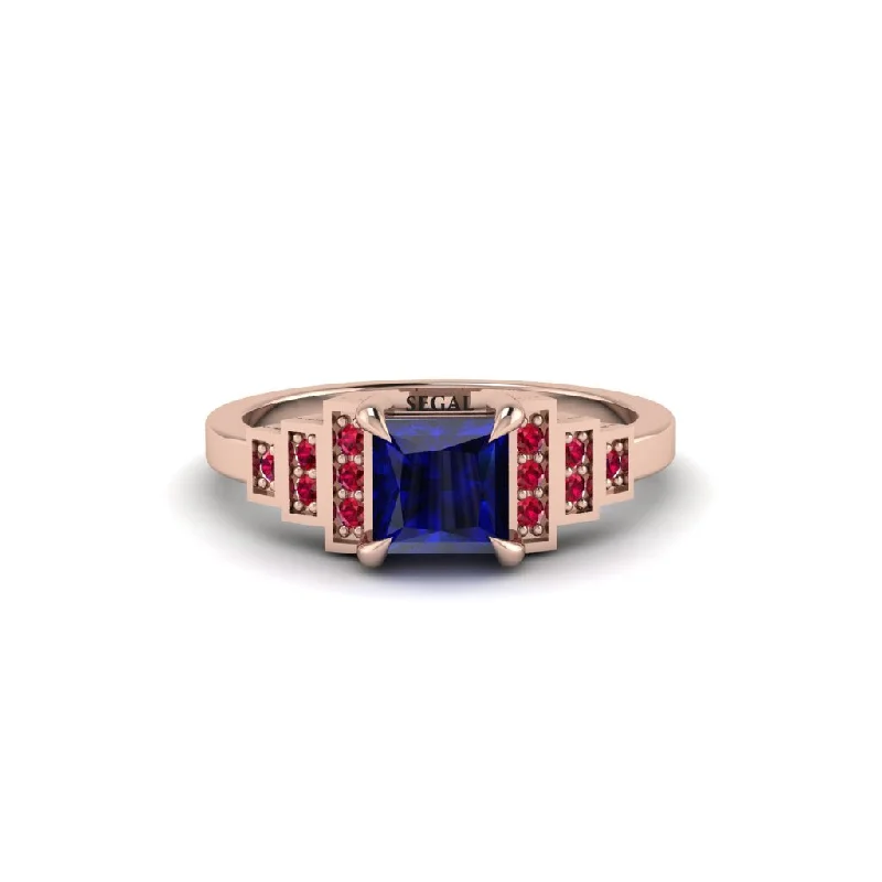 vintage engagement rings for women -Sapphire Geometric Princess Cut Engagement Ring - Thea No. 59