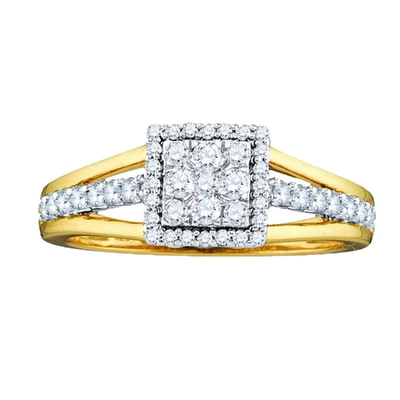 classic engagement rings for women -1/2 CTW Diamond Engagement Ring in 10KT Yellow Gold