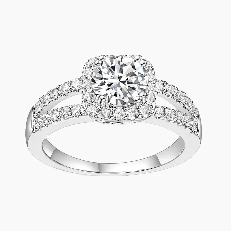 twisted band engagement rings for women -925 Sterling Silver Round Cut Cubic Zirconia Bridal Engagement Ring