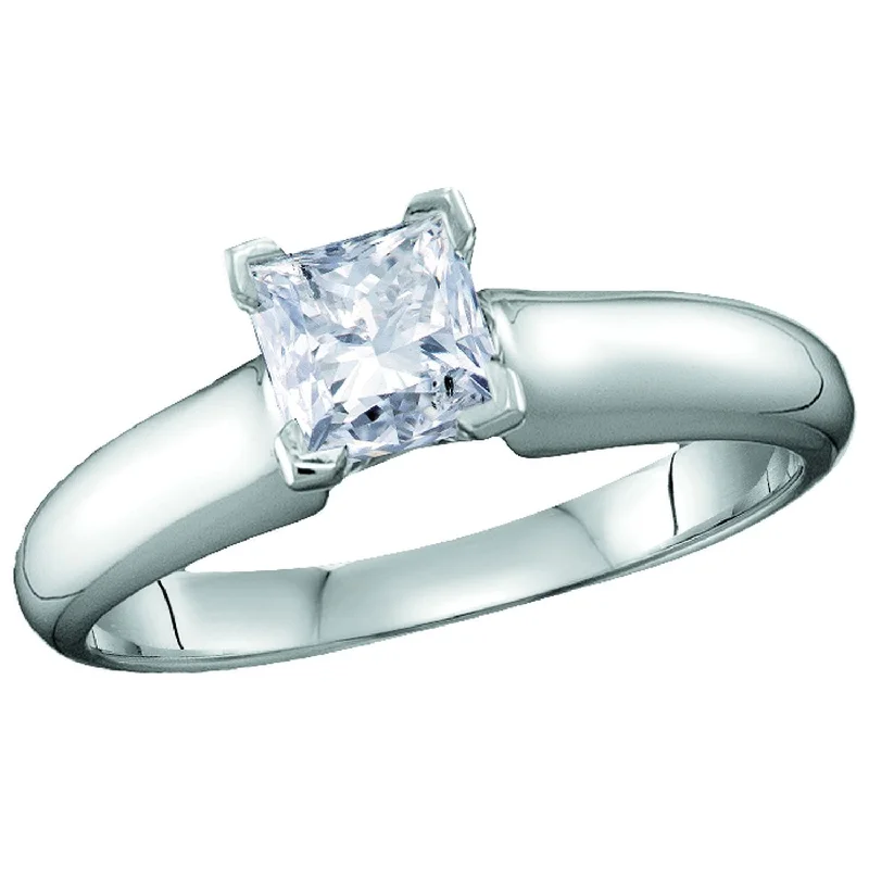 engagement rings under $1000 -Signature Certificate 1 1/4 CTW Princess Cut Diamond Solitaire Engagement Ring in 14KT White Gold