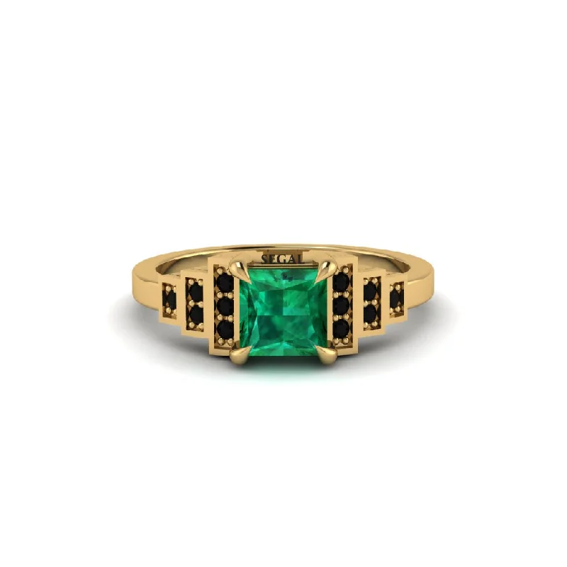 classy engagement rings for women -Emerald Geometric Princess Cut Engagement Ring - Thea No. 34