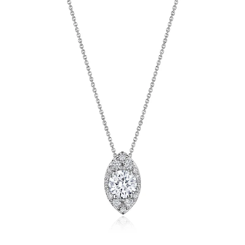 sterling silver pendant necklaces for women -TACORI Bloom | 17" Vertical Marquise Bloom Diamond Necklace FP811VRDMQ65