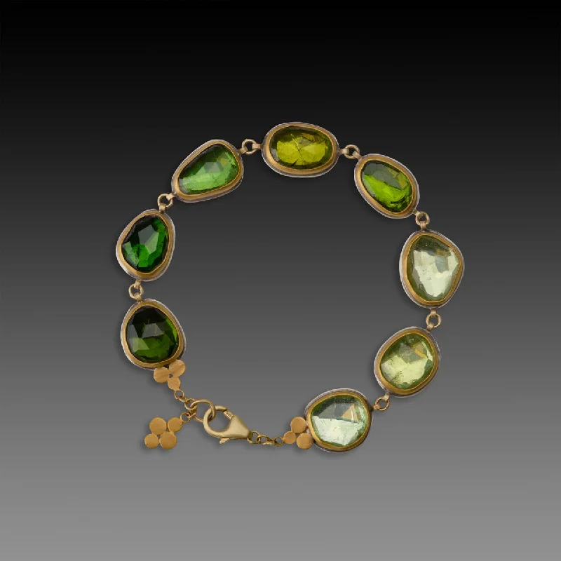 delicate bracelets for women -Green Tourmaline Ombre Bracelet