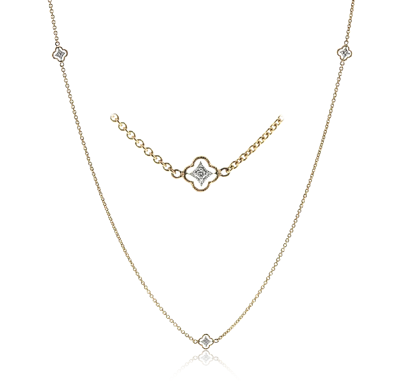 heart necklaces for women -Trellis Necklace in 18k Gold with Diamonds CH114