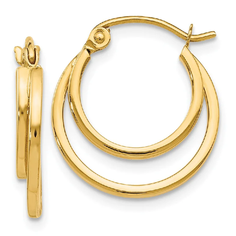 best-selling earrings for women -1mm Double Split Round Hoop Earrings in 14k Yellow Gold, 17mm (5/8 In)