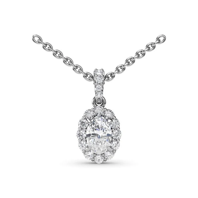 engraved pendant necklaces for women -Diamond Halo Necklace P1834