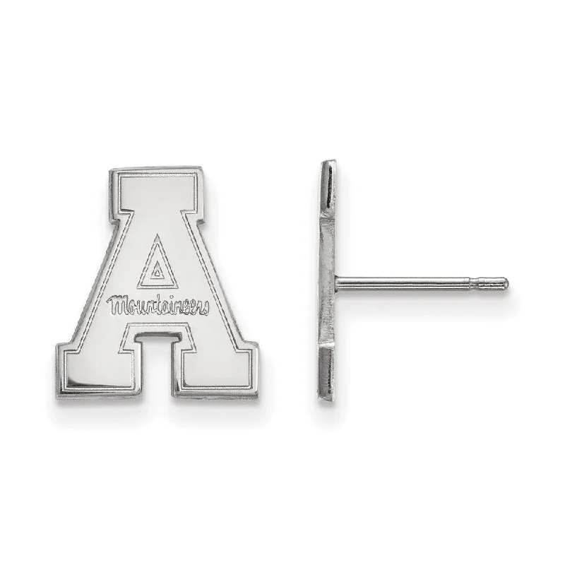 three-stone earrings for women -10k White Gold Appalachian State Small Post Earrings