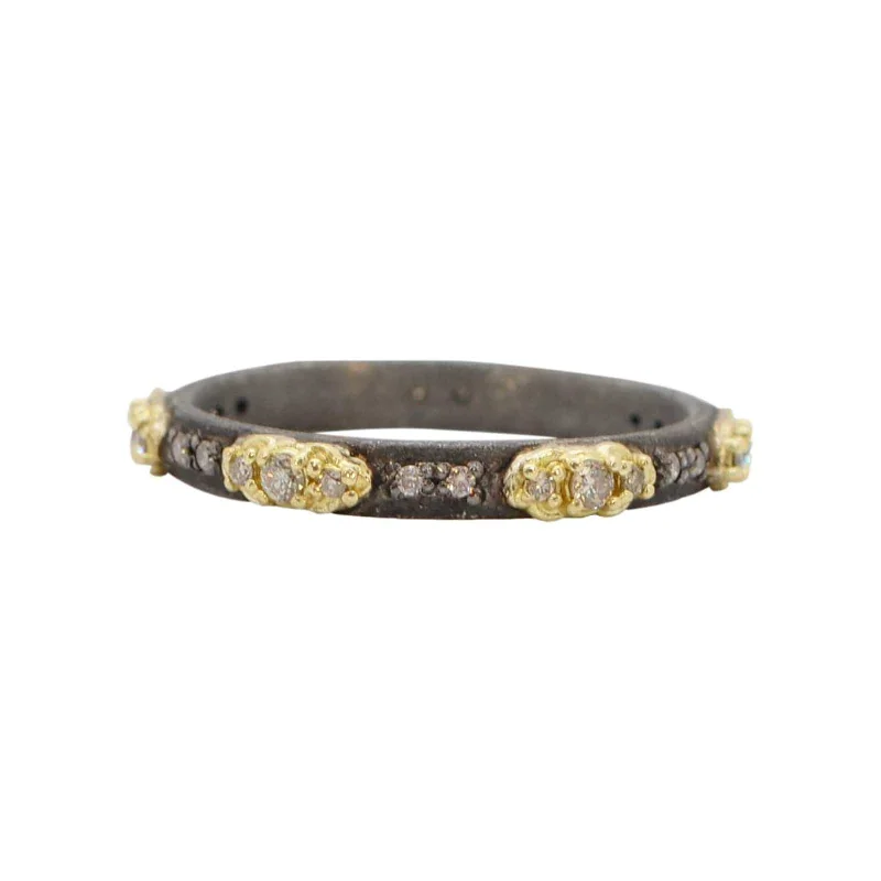 Women's rings crafted-twist-Old World Stacking Band with Champagne Diamonds