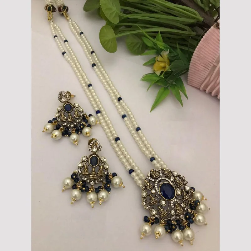 thick chain necklaces for women -FS Collection Gold Plated Kundan Stone And Temple Long Necklace Set