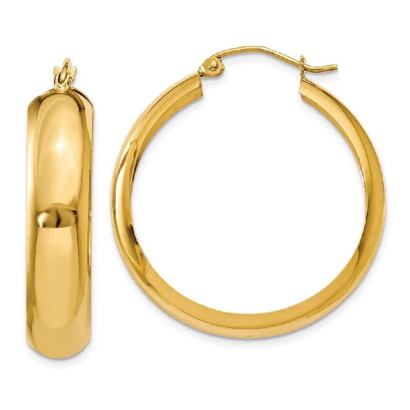 vintage earrings for women -7mm, 14k Yellow Gold Half Round Hoop Earrings, 30mm (1 1/8 Inch)