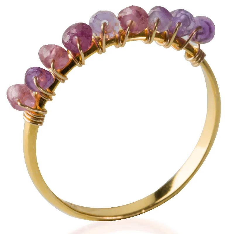 Women's rings sleek-contour-Gold Amethyst Gemstone Ring