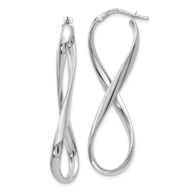 zodiac sign earrings for women -3mm Infinity Hoop Earrings in 14k White Gold, 45mm (1 3/4 Inch)