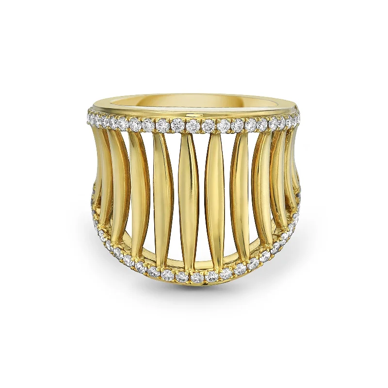 Women's rings luminous-blush-Diamond & Gold Birdcage Ring (20mm)