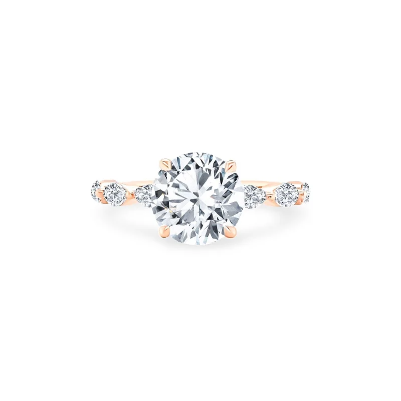 Women's rings blush-detail-Round Solitaire on Marquise Cut Band