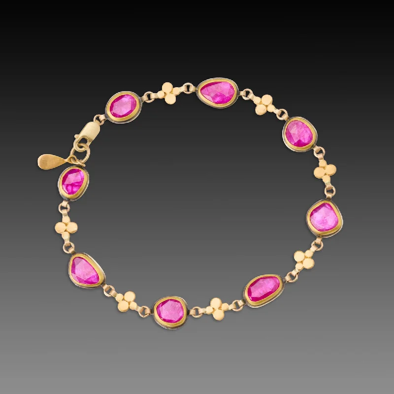 friendship bracelets for women -Ruby and Gold Linked Bracelet