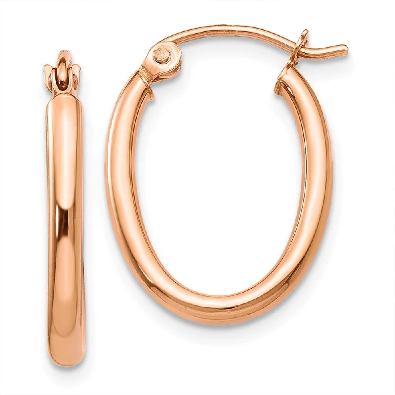 unique earrings for women -2mm x 27mm Polished 14k Rose Gold Classic Oval Hoop Earrings