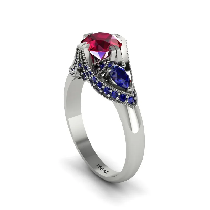 affordable engagement rings for women -Ruby Vintage Round Cut Engagement Ring - Kali No. 72