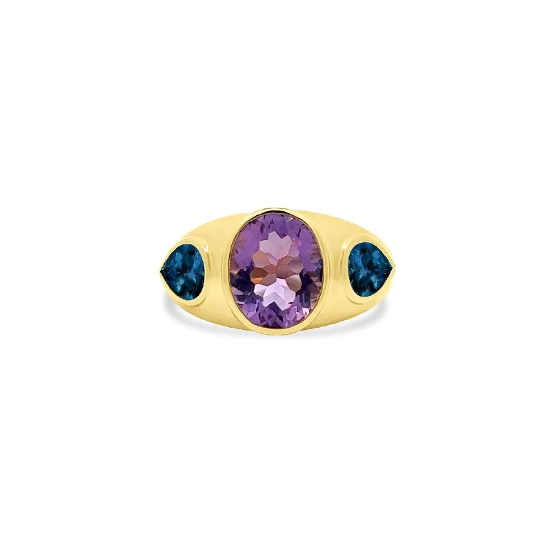 Women's rings Art-Nouveau-Large Gemstone Inlay Ring