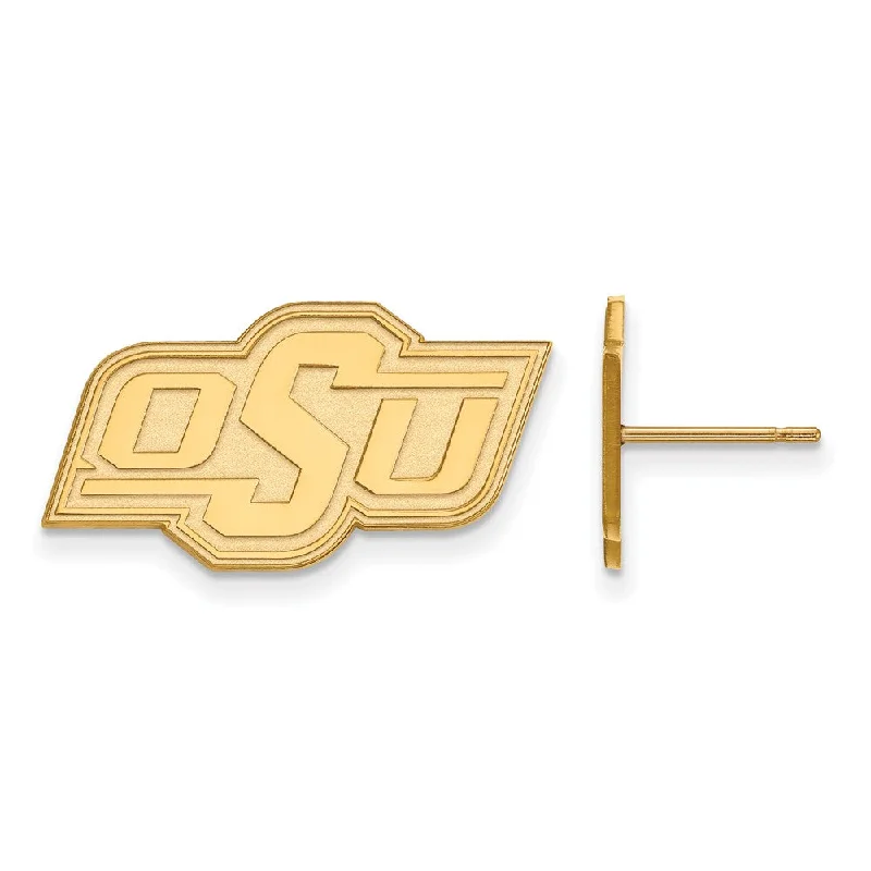 wedding earrings for women -10k Yellow Gold Oklahoma State University Small Post Earrings