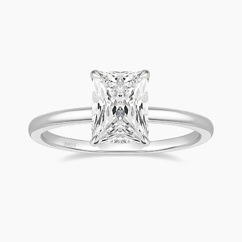 half eternity engagement rings for women -3CT S925 Radiant Cut Cubic Zirconia Engagement Ring