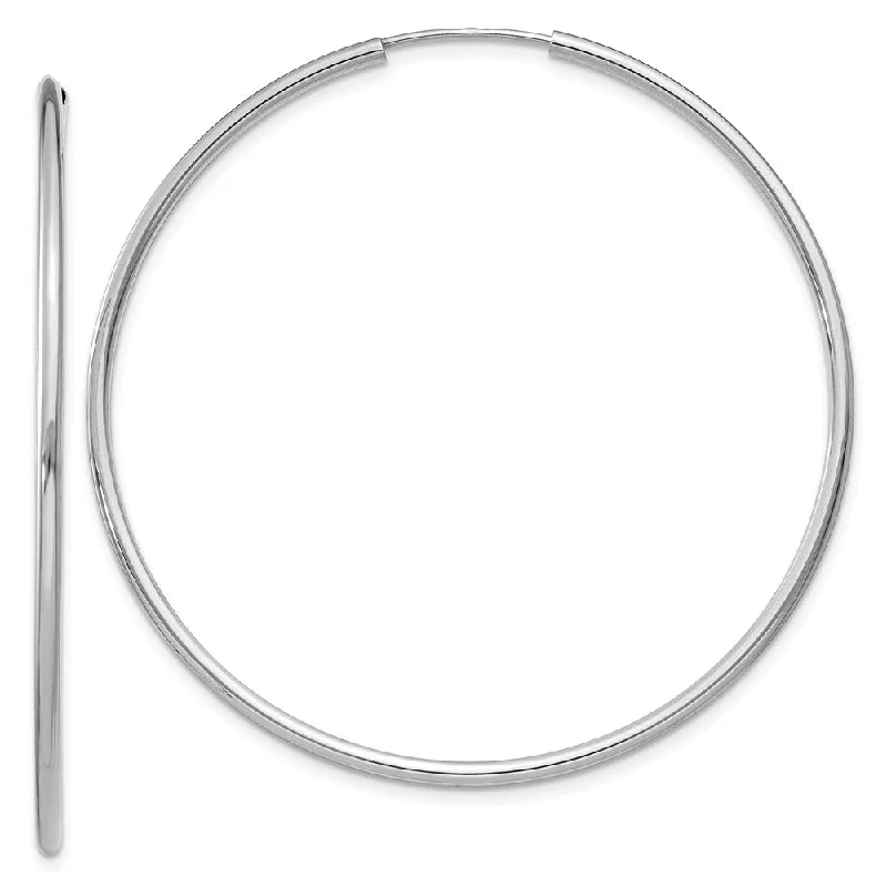 elegant earrings for women -1.5mm, 14k White Gold Endless Hoop Earrings, 46mm (1 3/4 Inch)