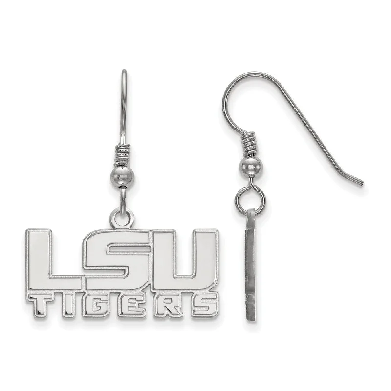 artistic earrings for women -Sterling Silver Louisiana State University Small Dangle Earrings